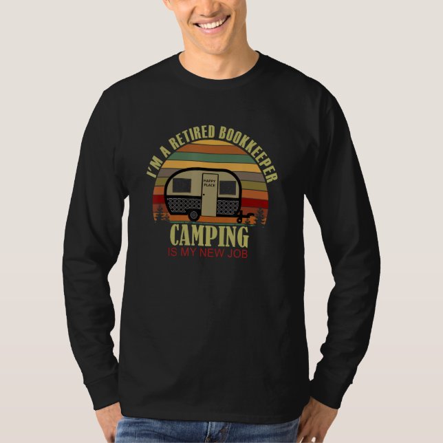 T-shirt Retro Sunset Camper Retired BOOKKEEPER New Job Cam (Devant)