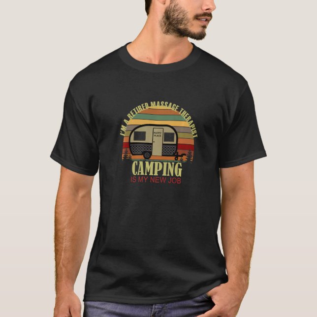 T-shirt Retro Sunset Camper Retired MASSAGE THERAPIST New  (Devant)