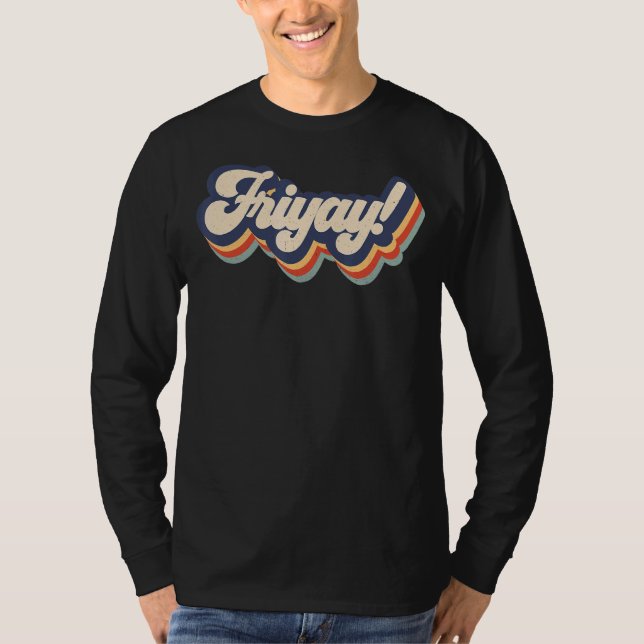 T-shirt Retro Sunset C'est Fri Yay Weekend Enseignant & Ma (Devant)