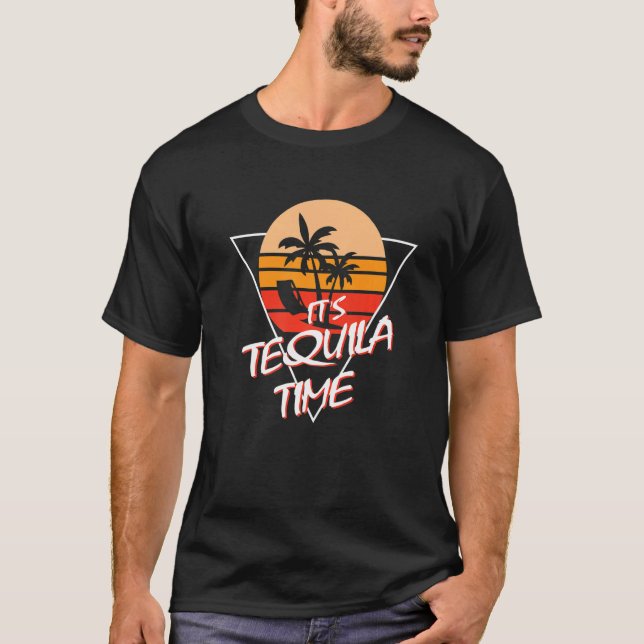 T-shirt Retro Sunset C'est Tequila Time Drôle Drunk Premiu (Devant)