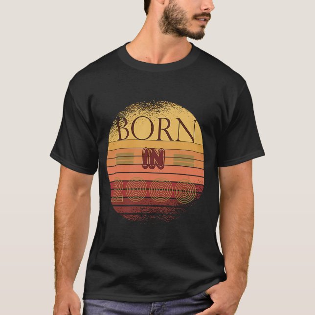 T-shirt Retro Sunset Collection Date De Naissance 2000 Bir (Devant)