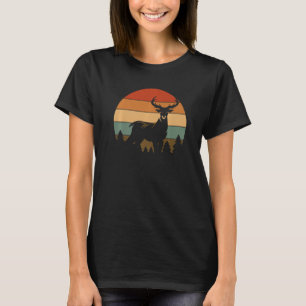 T-shirt Retro Sunset Deer Love To Hunt Deer Deer Chasse