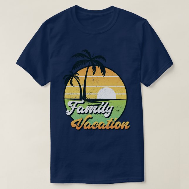 T-shirt Retro Sunset Exotic Famille Vacances Été (Design devant)