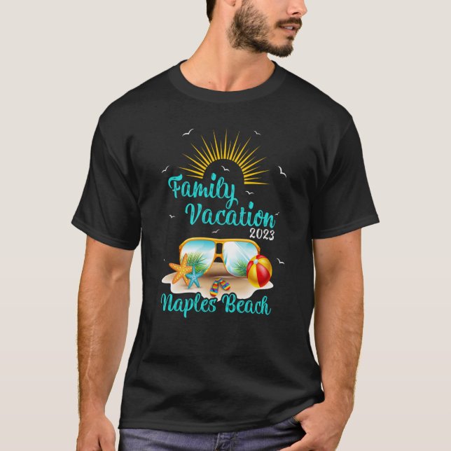 T-shirt Retro Sunset Family Vacation 2023 Floride Naples B (Devant)