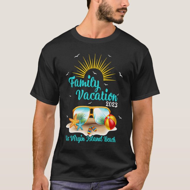 T-shirt Retro Sunset Family Vacation 2023 Us Virgin Island (Devant)