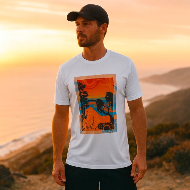 T-shirt Retro Sunset Forest Paysage Abstrait (Créateur téléchargé)