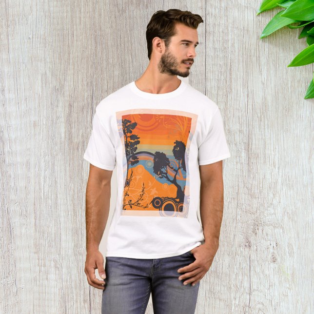 T-shirt Retro Sunset Forest Paysage Abstrait (Créateur téléchargé)