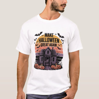 T-shirt Rétro Sunset Halloween oeuvre - Déplaisant Haunted