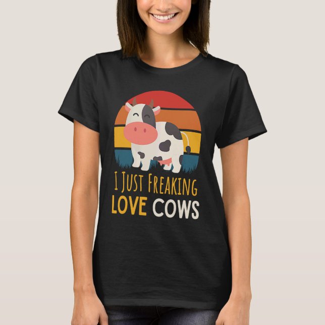 T-shirt Retro Sunset I Juste Freaking Love Cows (Devant)