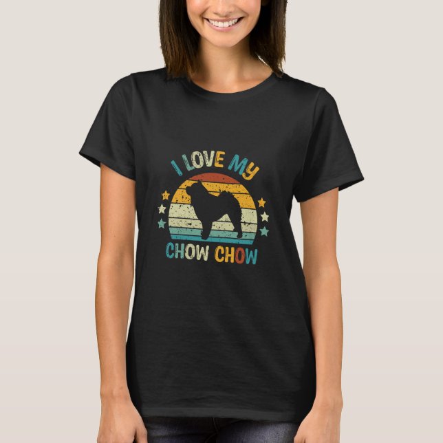 T-shirt Retro Sunset I Love My Chow Chow (Devant)