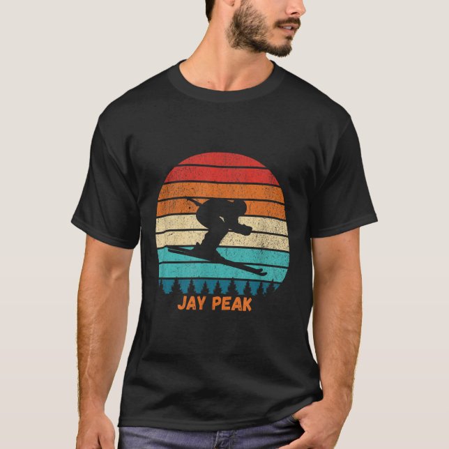 T-shirt Retro Sunset Jay Peak Ski du Vermont _1 (Devant)