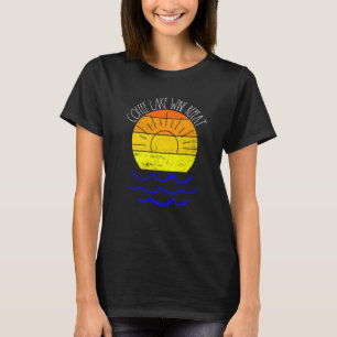 T-shirt Retro Sunset Lake Et Wine Coffee Lake Wine Repeate