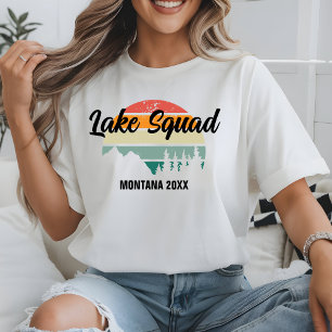 T-shirt Retro Sunset Lake Squad Famille Réunion Voyage d'é