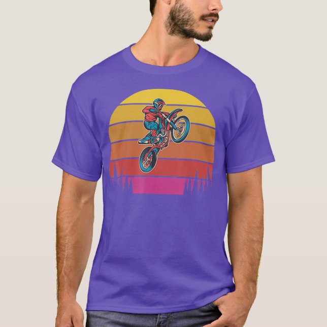 T-shirt Retro Sunset Motocross Supercross Off Road Road (Devant)