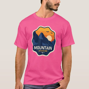 T-shirt Retro Sunset Natural Lake Mountain Adventure Await