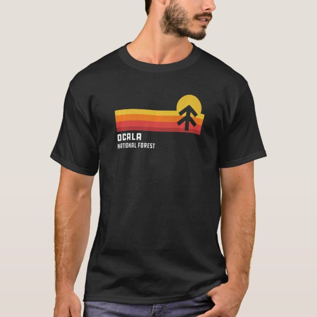 T-shirt Retro Sunset Ocala Forêt nationale Ocala Floride (Devant)