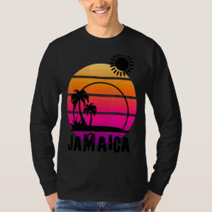 T-shirt Retro Sunset Palm Trees Beach Cruise été Jamaïque