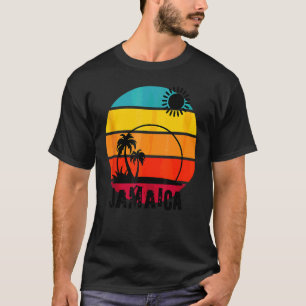 T-shirt Retro Sunset Palm Trees Beach Cruise été Jamaïque