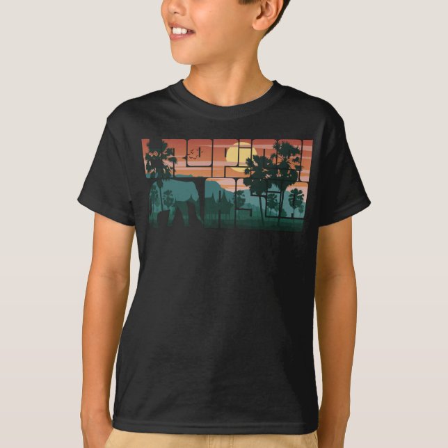 T-shirt Retro Sunset Paysage Asie Thaïlande - Typographie (Devant)