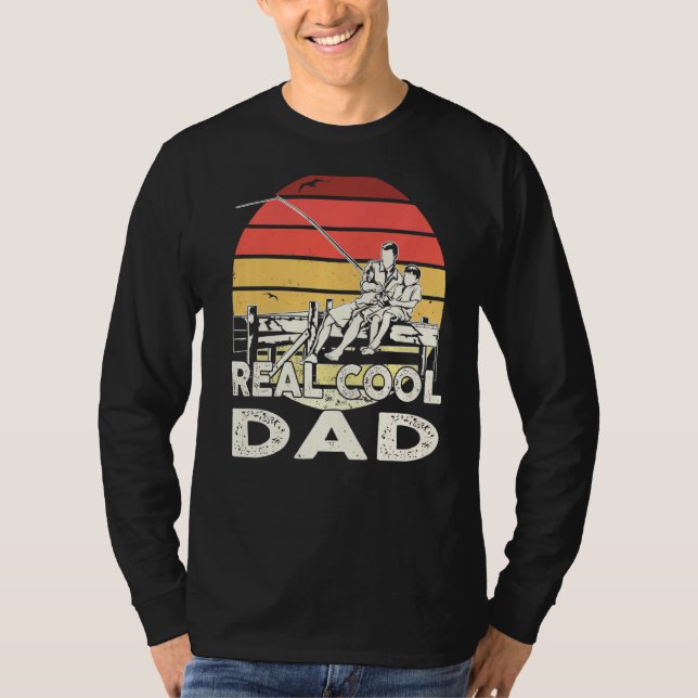 T-shirt Retro Sunset Pêcher Vrai Cool Papa (Devant)