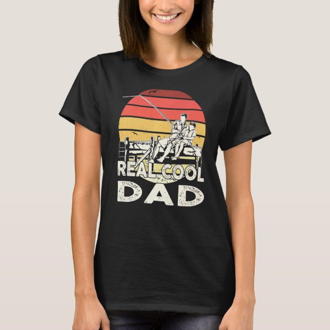 T-shirt Retro Sunset Pêcher Vrai Cool Papa (Devant)