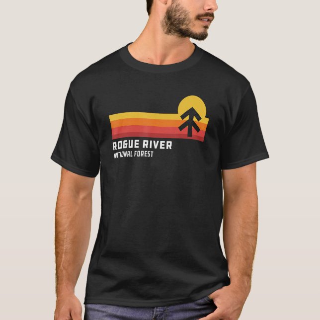 T-shirt Retro Sunset Rogue River Forêt nationale Medford O (Devant)
