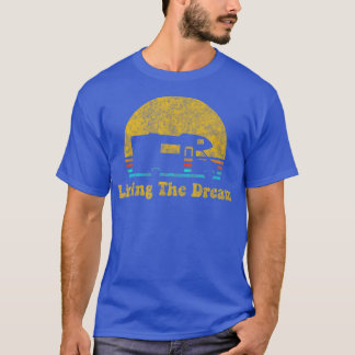 T-shirt Retro Sunset RV Living The Dream Camping Gift 