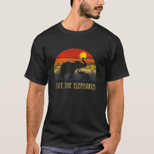 T-shirt Retro Sunset Sauvez Les Éléphants Afrique Animaux