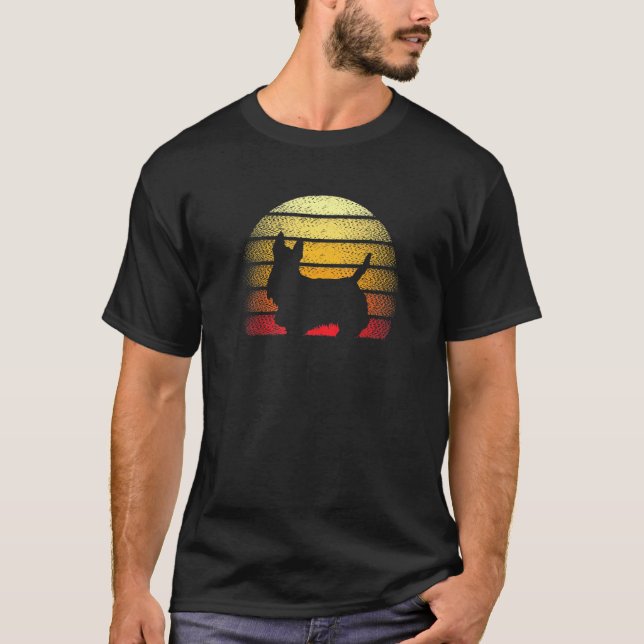 T-shirt Retro Sunset Scottish Terrier Dog Thème Design (Devant)