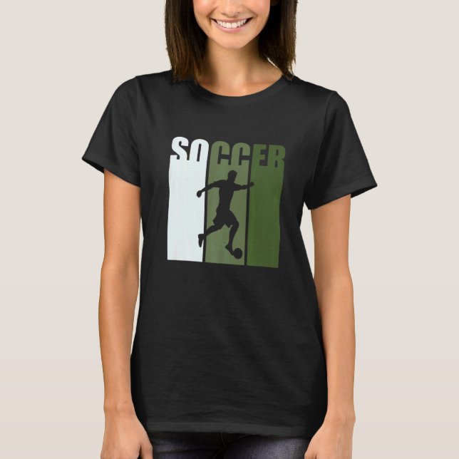 T-shirt Retro Sunset Soccer Player Green Silhouette (Devant)