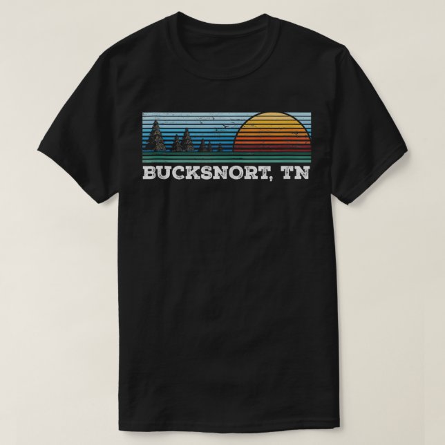 T-shirt Retro Sunset Stripes Bucksnort Tennessee (Design devant)