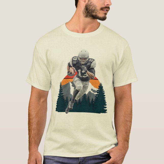 T-shirt Retro Sunset Wild American Football Player Tee (Devant)