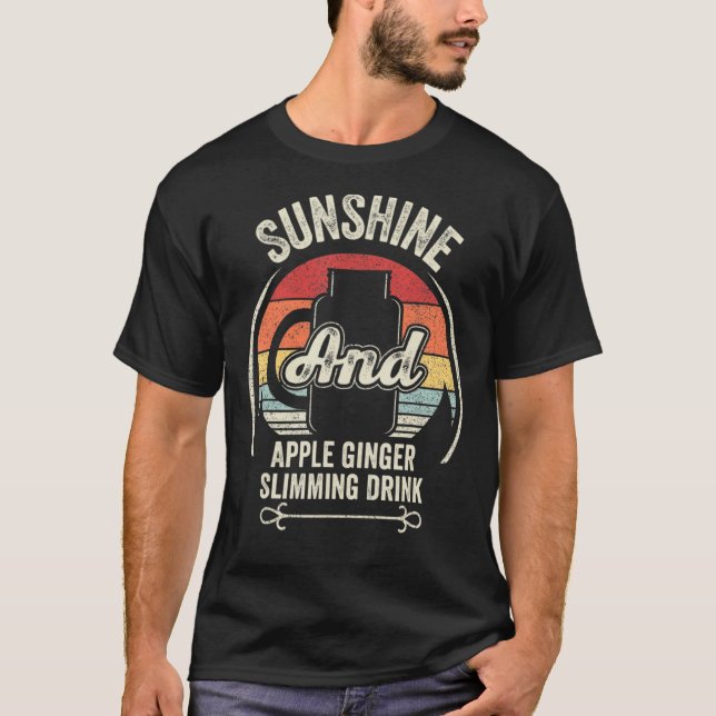 T-shirt Retro Sunshine and Apple Ginger Slimming Drink Sum (Devant)