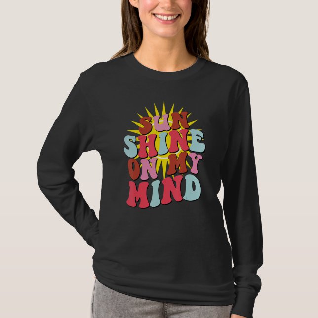 T-shirt Retro Sunshine On My Mind Groovy Summer (Devant)