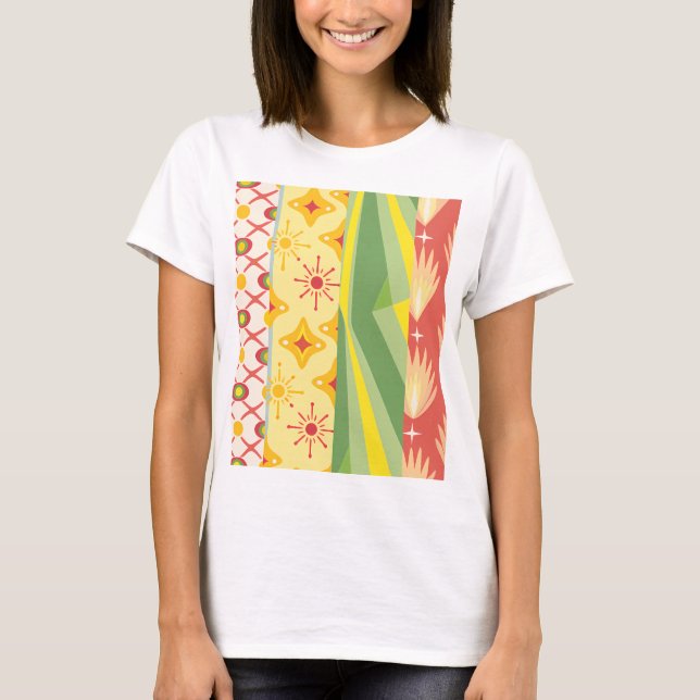 T-shirt Retro Sunshine Patterns – Bold Colorful  (Devant)