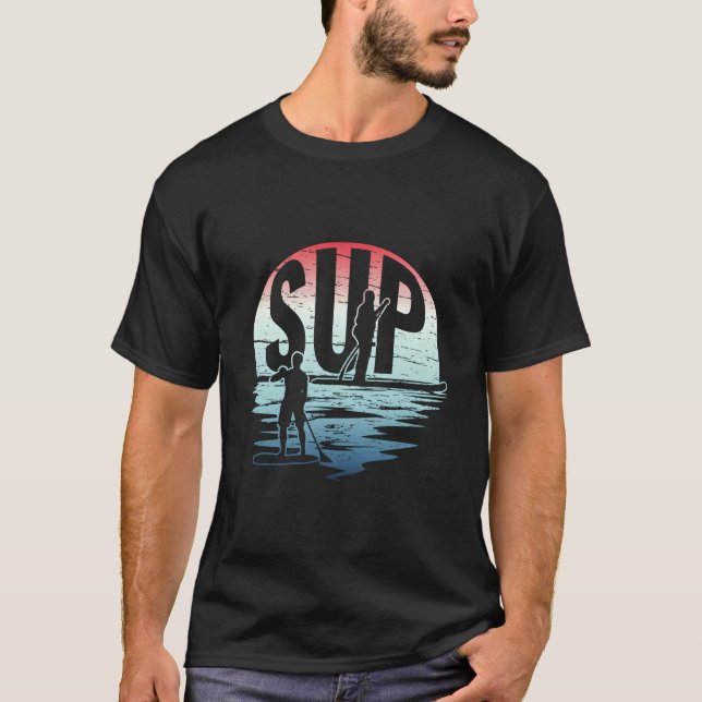T-shirt Retro Sup Sunset - Stand Up Paddling Watersports (Devant)