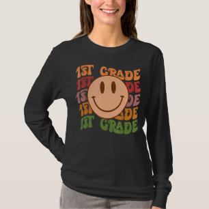 T-shirt Retro Super 1ère Classe Mignonne Sourire Visage Re