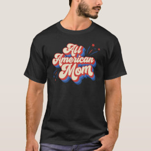 T-shirt Retro Super All American Mom USA Patriotique 4ème