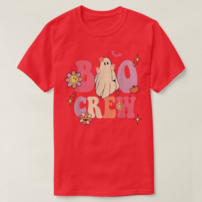 T-shirt Retro Super Boo Crew Halloween Hippie Floral Ghos (Design devant)