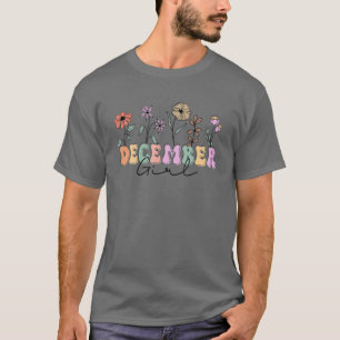 T-shirt Retro Super Décembre Fleurs Filles Lady Anniversai