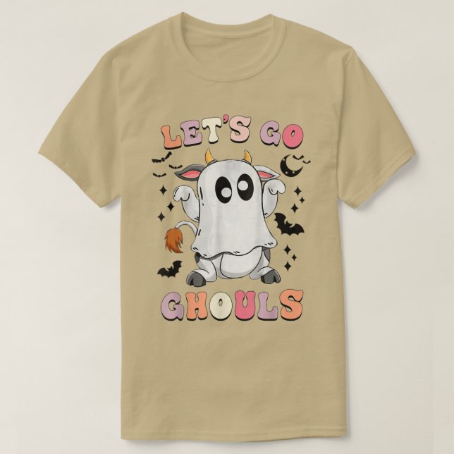 T-shirt Retro Super Go Ghouls Halloween Ghost Cow C (Design devant)