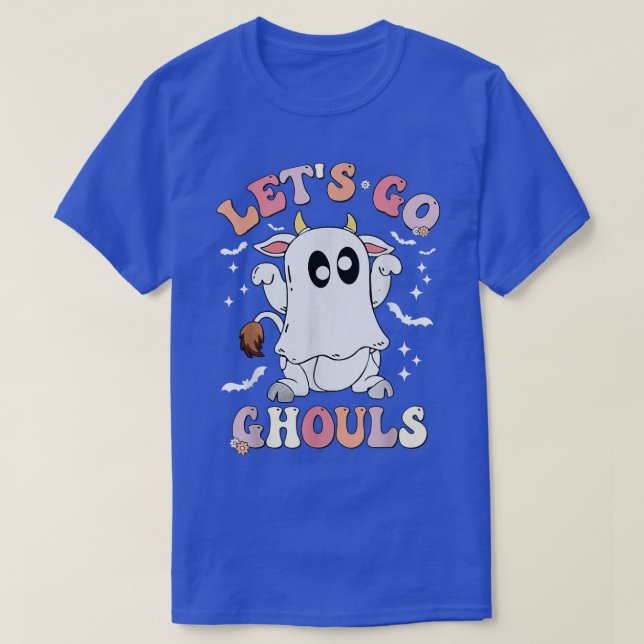 T-shirt Retro Super Go Ghouls Halloween Ghost Cow C (Design devant)