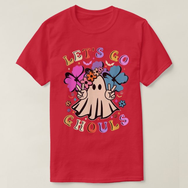 T-shirt Retro Super Go Ghouls Halloween Ghost Flora (Design devant)