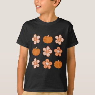 T-shirt Retro Super Halloween Automne Hippie Citrouille Fl