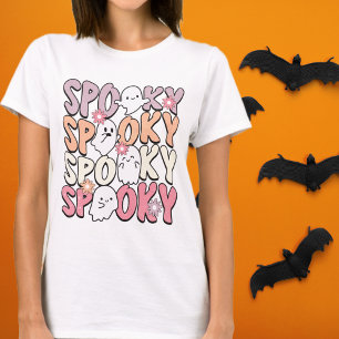 T-shirt Retro Super Halloween Fantômes et Fleurs Éffrayant