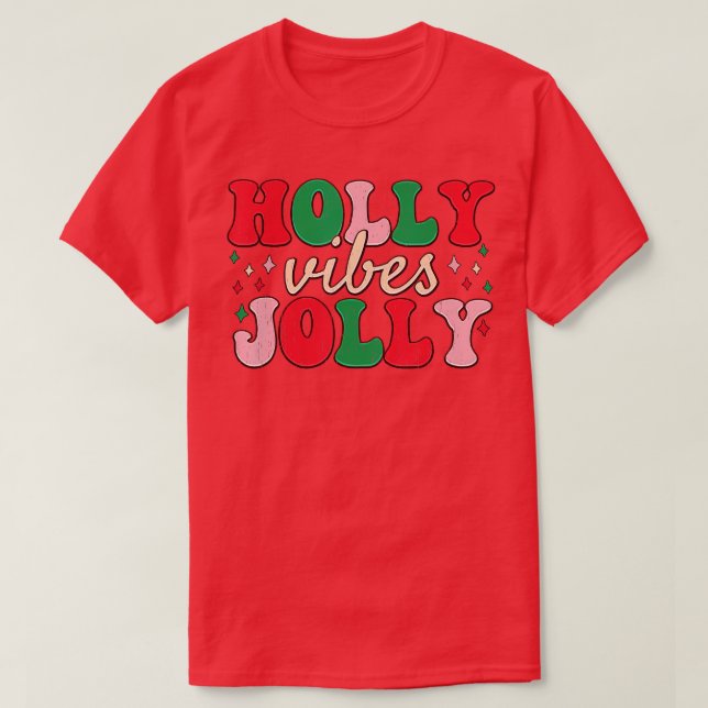 T-shirt Retro Super Holly Xmas Jolly Vibes Noël Pour (Design devant)