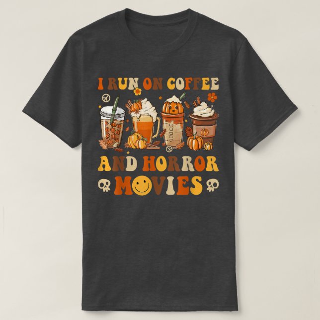 T-shirt Retro Super Horreur Automne Film Café Hippie Hallo (Design devant)