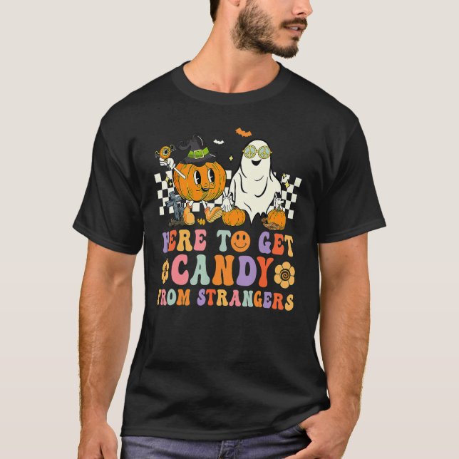 T-shirt Retro Super Ici Pour Obtenir Des Bonbons Étrangers (Devant)