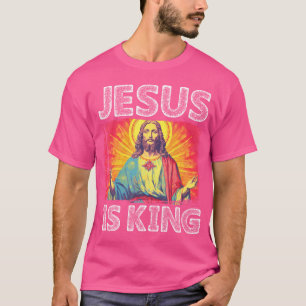 T-shirt Retro Super Jésus est roi de la Couronne foi L