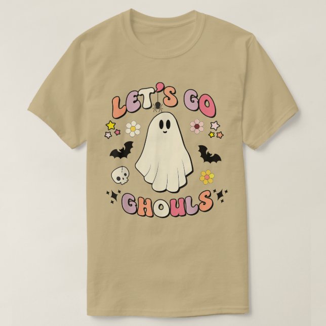T-shirt Retro Super Let's Go Ghouls Boo Ghost Cute Hallow (Design devant)
